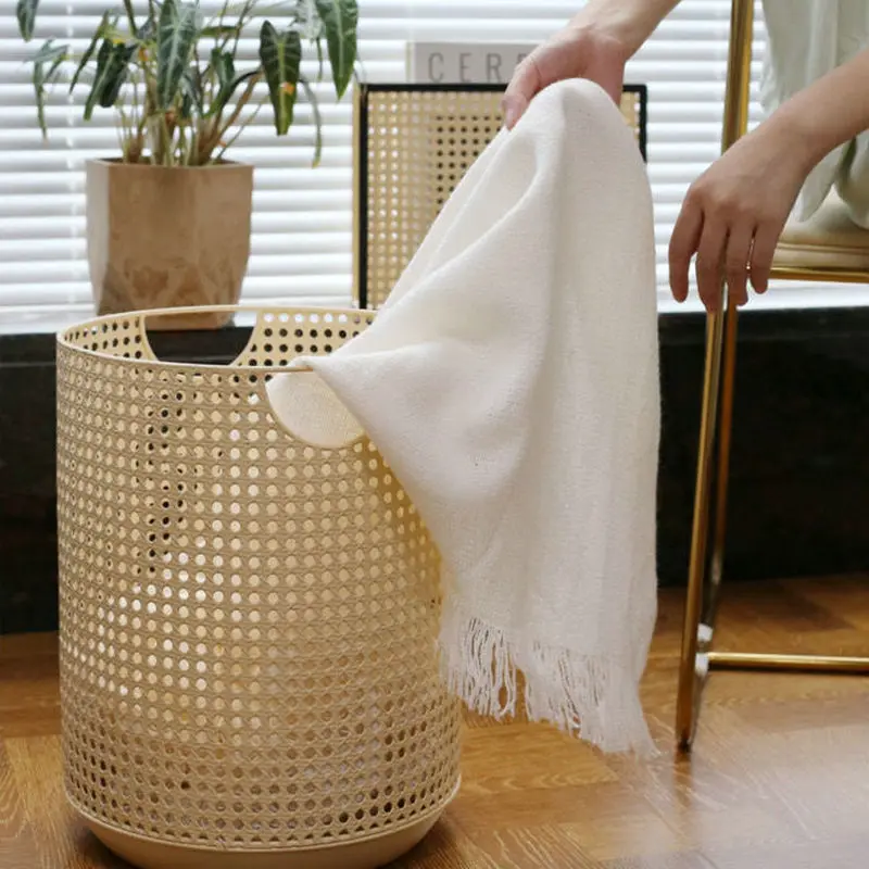 

Nordic Storage Basket Metal Weaving Laundry Hamper Modern Storage Bin for Clothing Minimalist Bedroom Organizer GN169RT