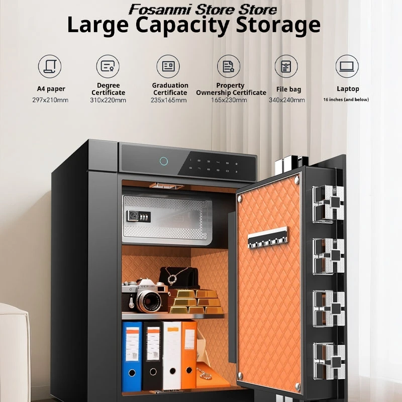 2025 صندوق الأمان الذكي 60 سنتيمتر خزانة الأمن بصمة قفل بكلمة مرور كامل شاشة تعمل باللمس مكافحة سرقة الصلب للمنزل مكتب السرير