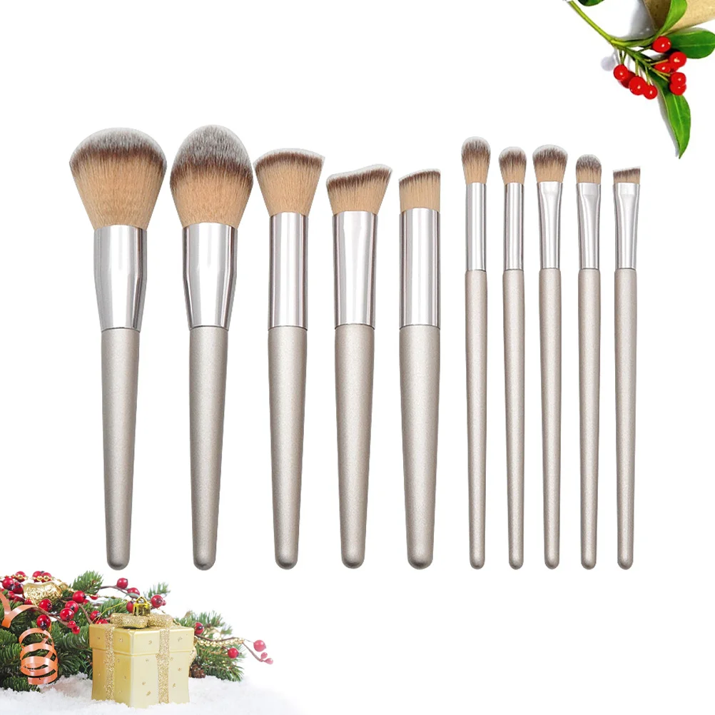 

10Pcs Makeup Brush Set Professional Kit with Cone Shape Bristles for Full Coverage Natural Finish Daily Use