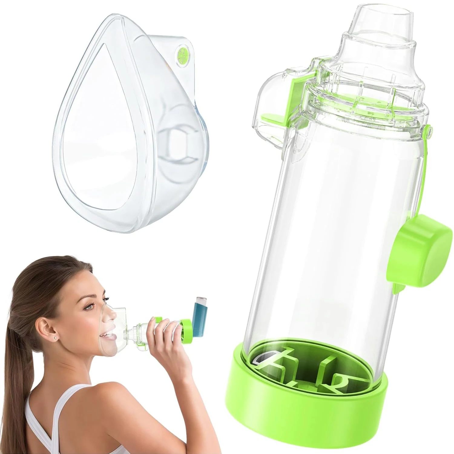 Nebulizer Tank Child Adult Spacer Mist Storage Compressor Buffer Inhale Chamber Atomizer Aerochamber with Mask Cup Mouthpiece