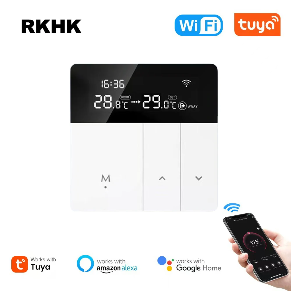 Smart Tuya WiFi Temperature Remote Controller Electric Floor Heating Thermostat 16A LCD Displayworks with Google Home and Alexa