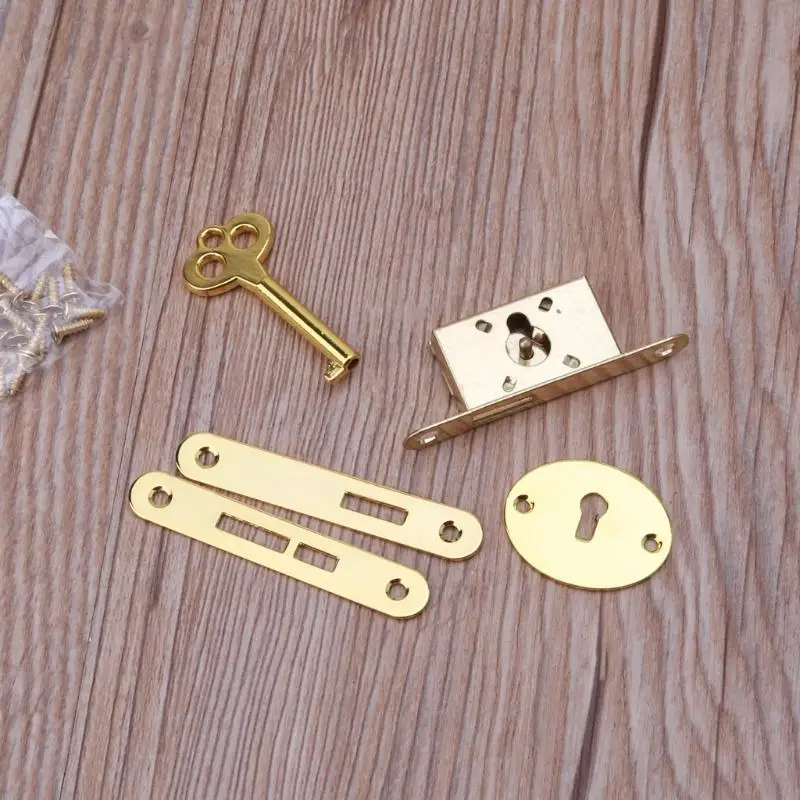 C1FE Antique Metal Drawer Locks Decorative Furniture Locks with for Key for Drawers, Wardrobe, Jewelry Wooden Box, Cabinet