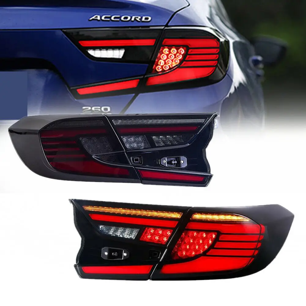 LED Tail Lights for Honda Accord 10th Gen 2018 2019 2020 2021 DRL Sequential Indicator Rear Lamp Assembly