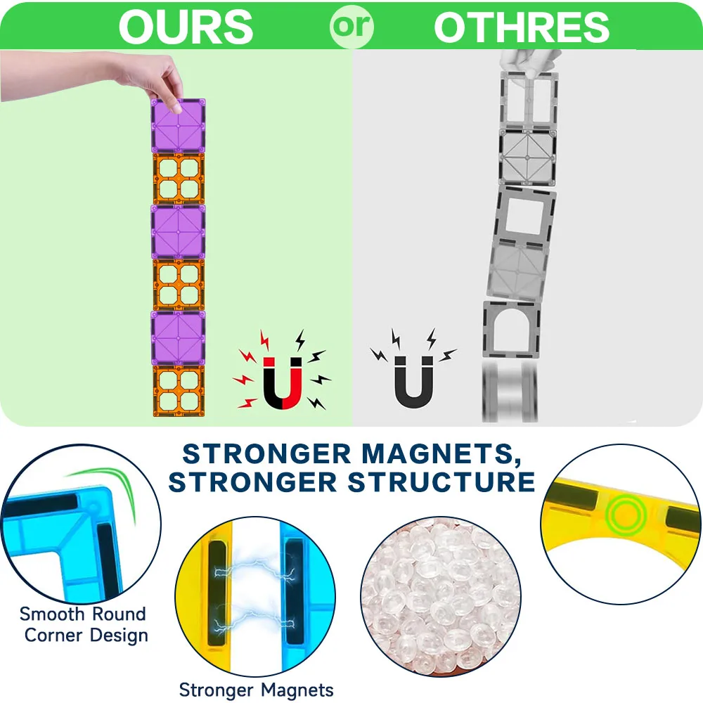 GIROMAG 40PCS Special Shape Magnetic Blocks STEM Construction Toys for Kids 3-12 Unique Design Creative Learning Gift