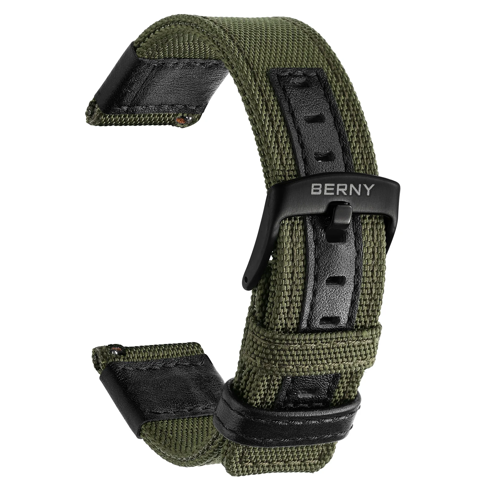 BERNY 20/22 mm Nylon-Uhrenarmband, atmungsaktiv, Sport-Uhrenarmbänder, gewebtes Nylon-Armband, Haltbarkeit, Stahlschnalle, werkzeugloses Uhrenarmband