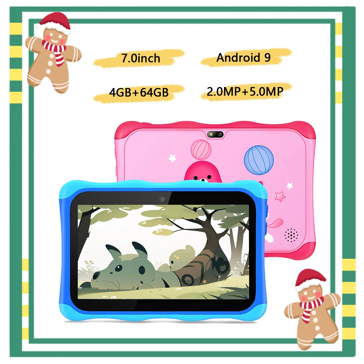 Sauenaneo's New cartoon dolphin children's Android Tablet Android 9 4GB RAM 64GB ROM WiFi Bluetooth Educational Game 4000mAh