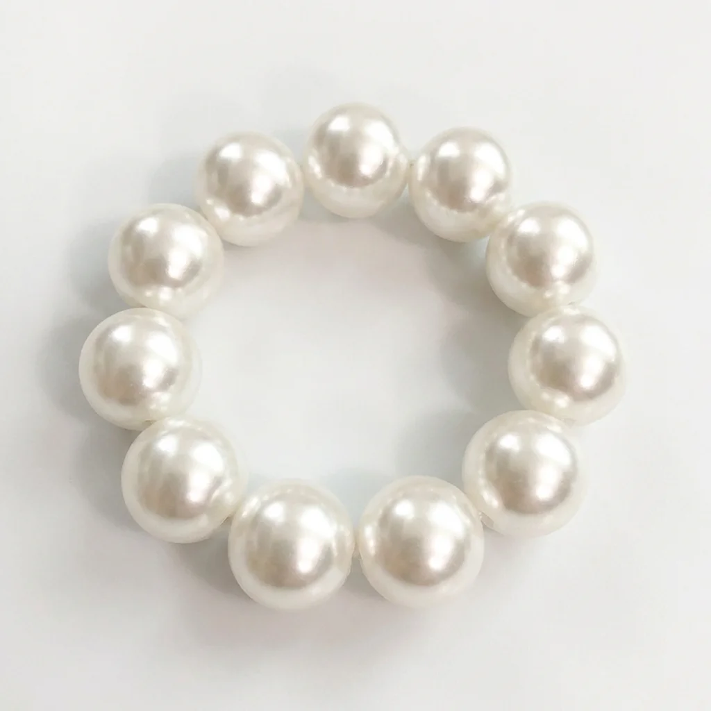 Daily Wear Faux Pearl Hair Tie - Retro Smooth Beaded Elastic Scrunchie, Elegant Fashion Hair Accessory - Detail 1