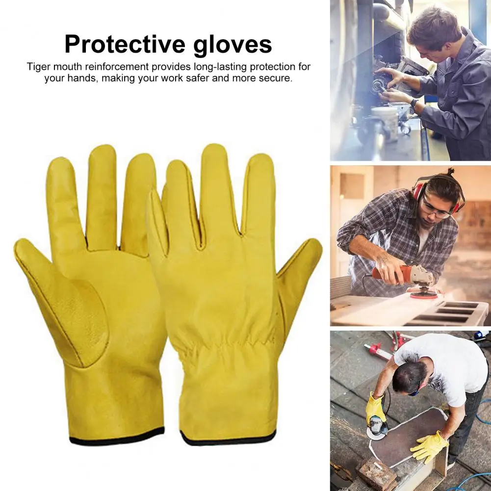 1 Pair Labor Gloves Adjustable Wrist Five Fingers Safety Work Builder Gloves Mechanic Welding Gloves Carpentry Gardening Glove