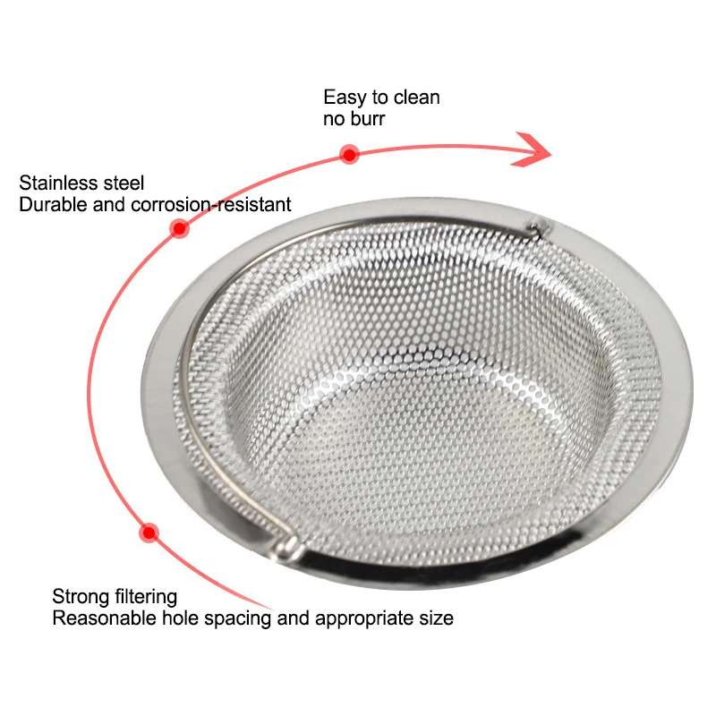 

3 Sizes 304 Stainless Steel Sink Filter With Handle Strainer Or 30 Disposable Sink Filters Mesh Kitchen Food Hair Srceen Drains