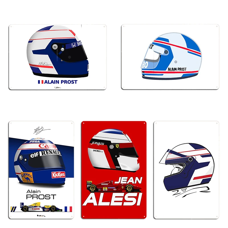Alain Prost casco Retro cartel de Metal pared cueva fiesta Vintage placas cartel de estaño cartel