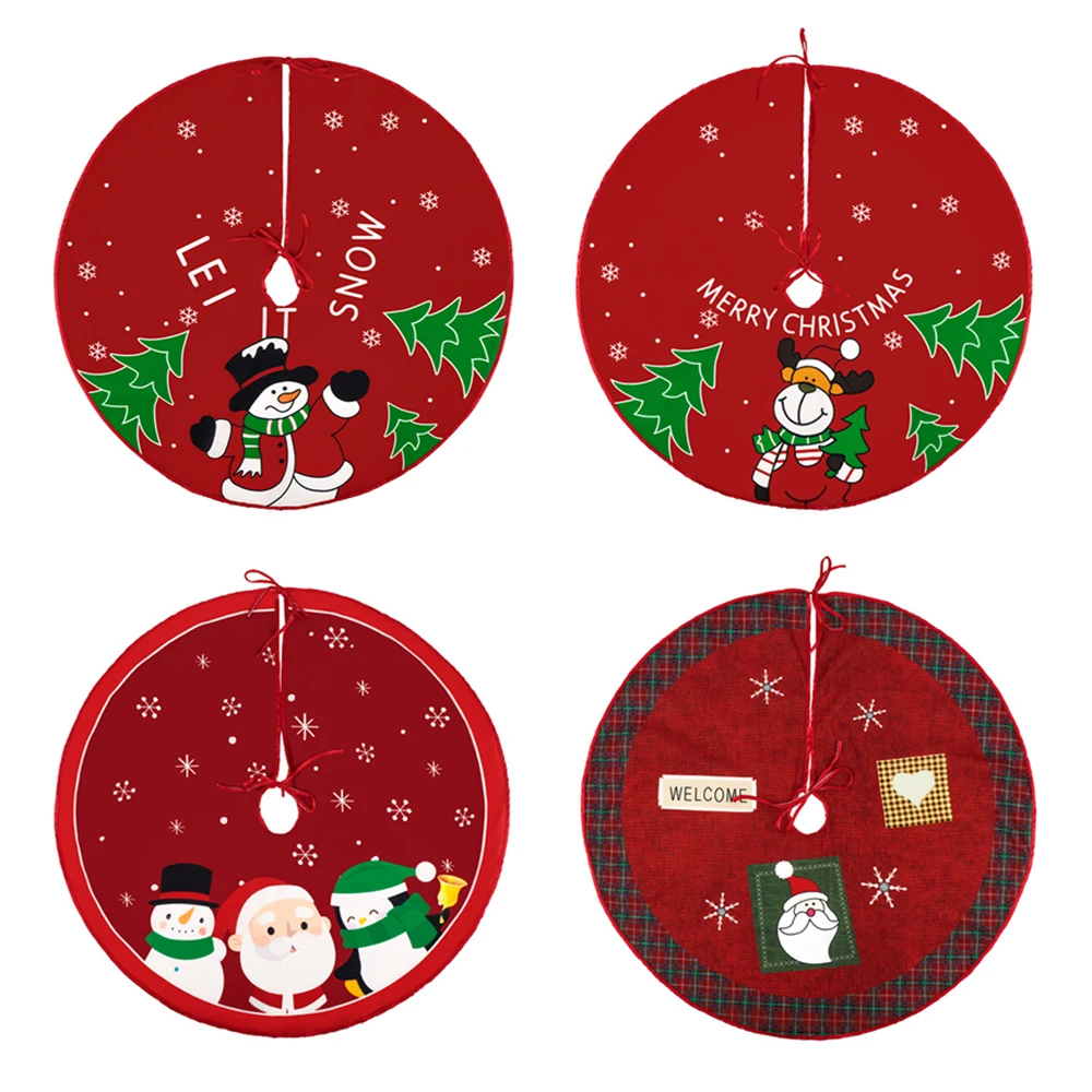 

60CM Christmas Tree Skirt Santa Claus Snowflake Printed Xmas Tree Skirt Decoration Home Carpet Base Mat Navidad Party Supplies