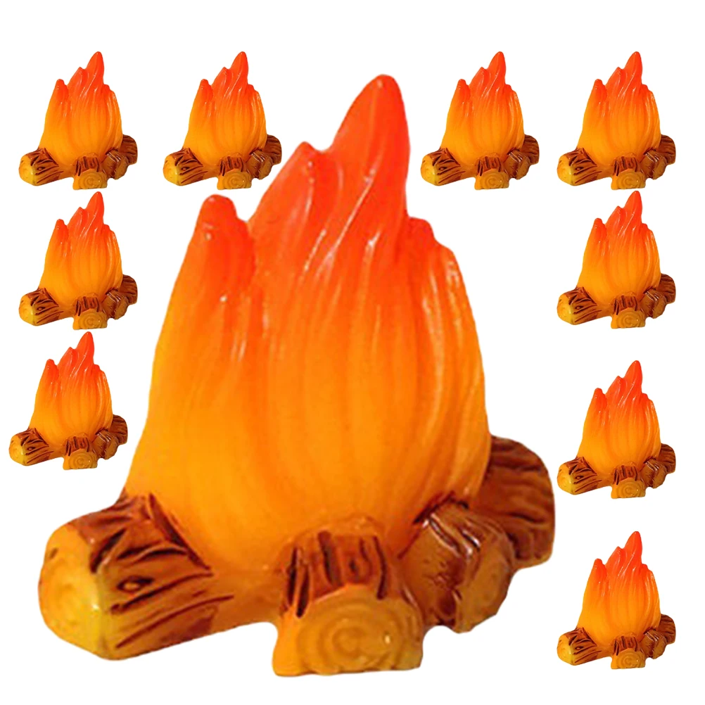 

10 Pcs Artificial Bonfire Ornaments Decorations Glamping Resin Campfire Mini Figurine
