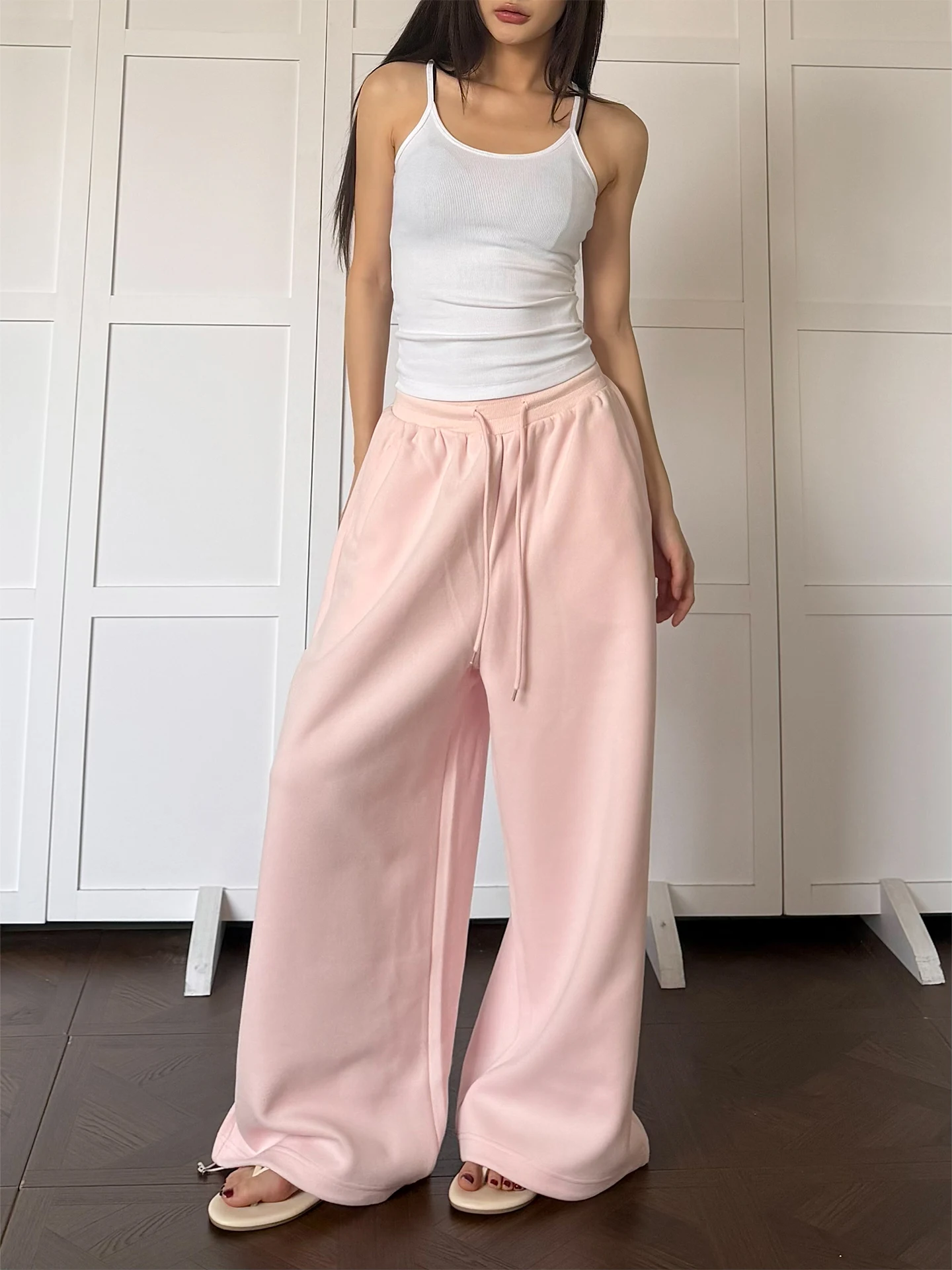 

Спортивные брюки Don Cry Pink на шнурке, унисекс, повседневные, свободного кроя, прямые, длинные, удобные, для отдыха