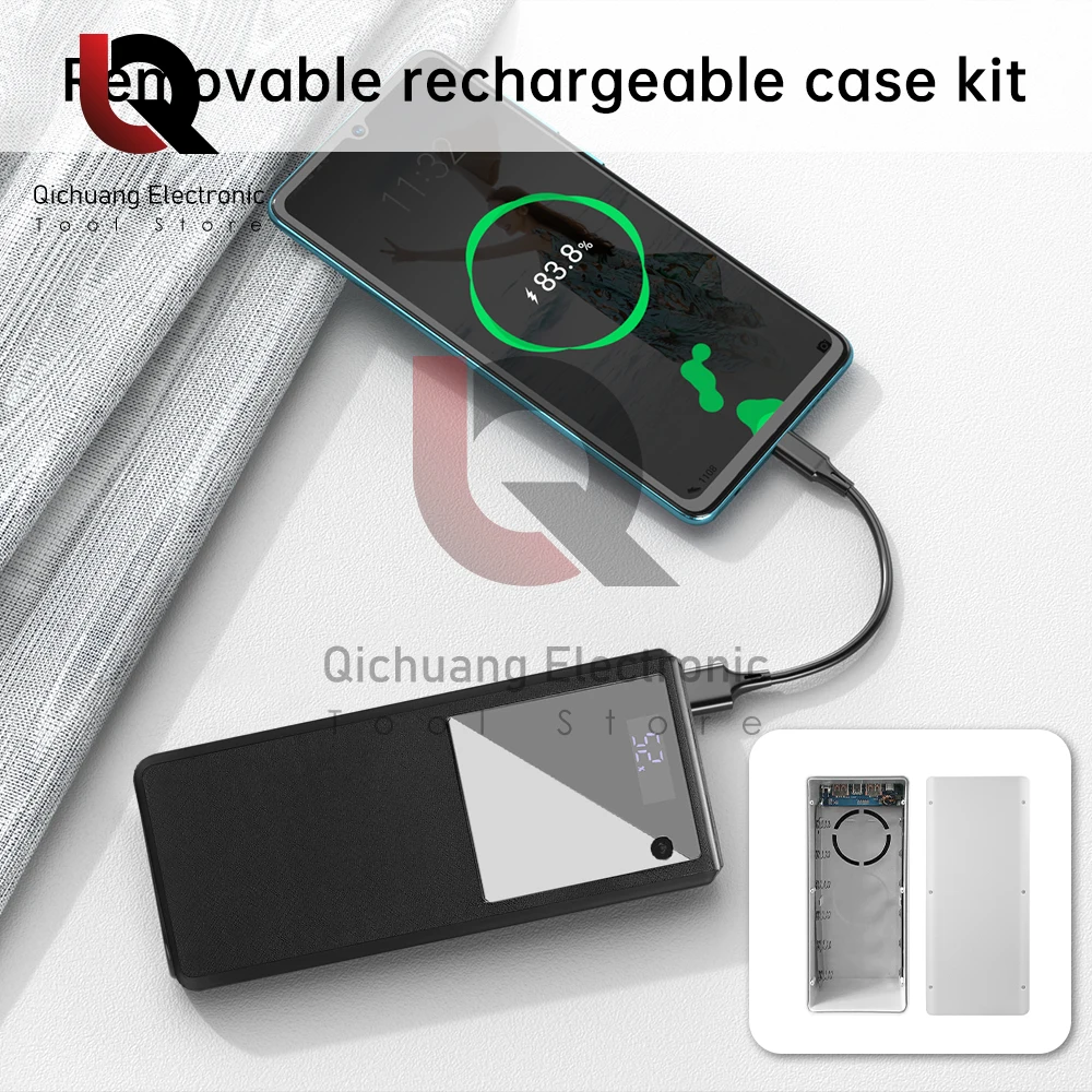 6 x 26650 DIY Power Bank for Shell No Welding Quick Charging Outside Cover for CASE DIY Power Bank for shell Kit Accessory 22.5W