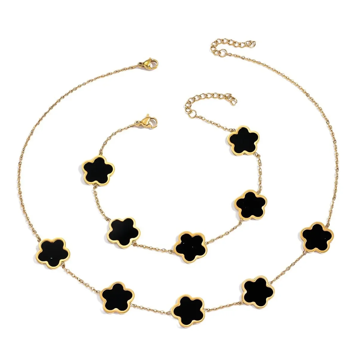 مجموعة أقراط كولورفاست بخمس أوراق البرسيم على شكل زهرة بسيطة وأنيقة صغيرة الحجم عيار 18 قيراط إكسسوارات مجوهرات راقية