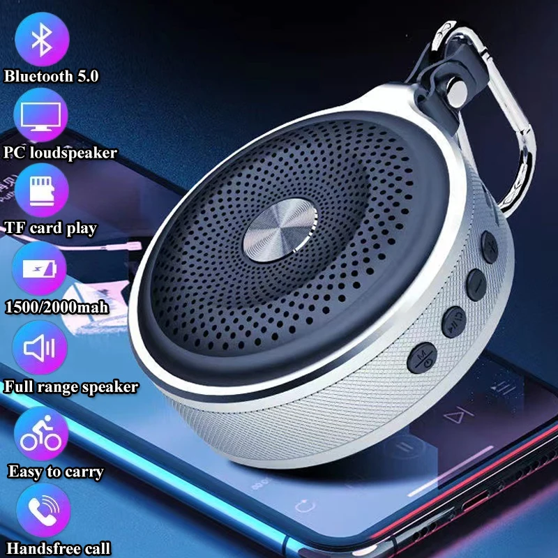 Mini alto-falante Bluetooth para exterior, subwoofer hifi, chamada mãos-livres portátil, caixa de som de música, cartão tf, mp3 player