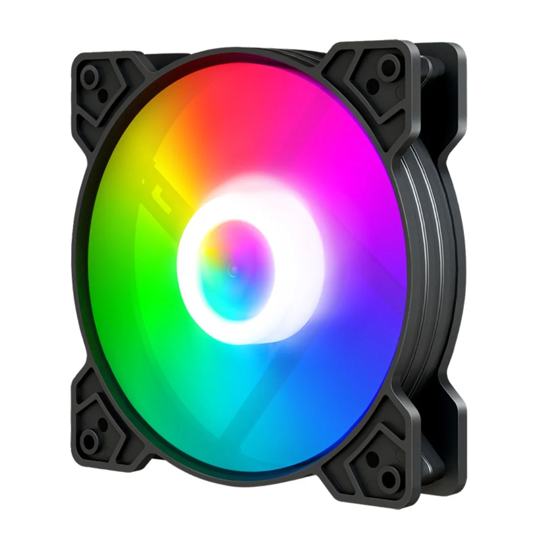 12CM LED Case Fan for PC, Ultra-Quiet Cooling Fan with 4-Pin Connector, Colorful Rainbow Lighting, Desktop Computer Cooling Fan image 4