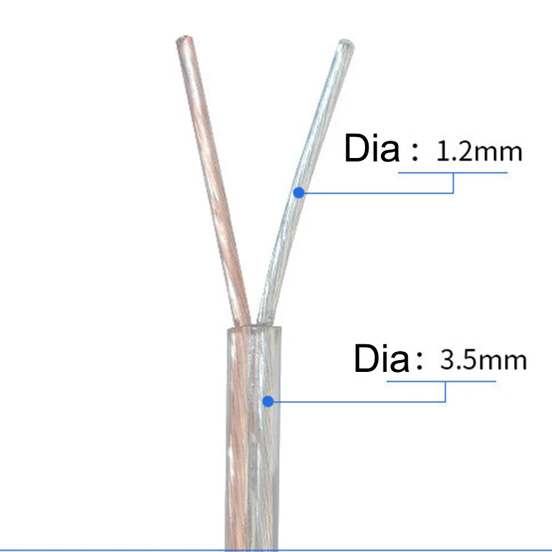 1M-50M Transparent  Round 2 Core Electrical Cable Clear Tinned Copper Wire Home Bedroom Bar Lighting Lamp Fitting v27