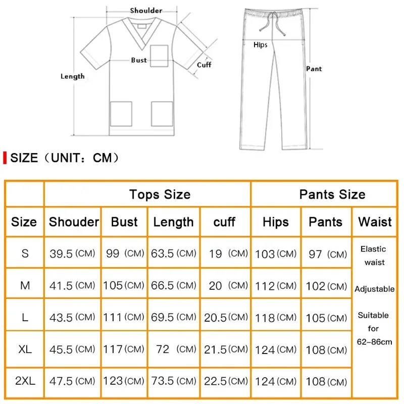 2024 Nieuwe Huisdier Ziekenhuis Uniform Set Scrub Pakken Effen Kleur Unisex Chirurgische Jurk Zak V-Hals Scrubs Set Voor Vrouwen Joggingbroek