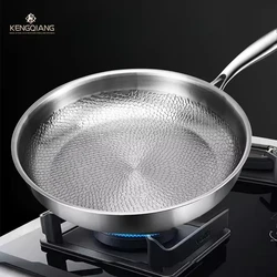 KENGQIANG Pure titanium frying pan uncoated non stick pan Fish scale hammer pattern Titanium alloy home wok kitchen cookware