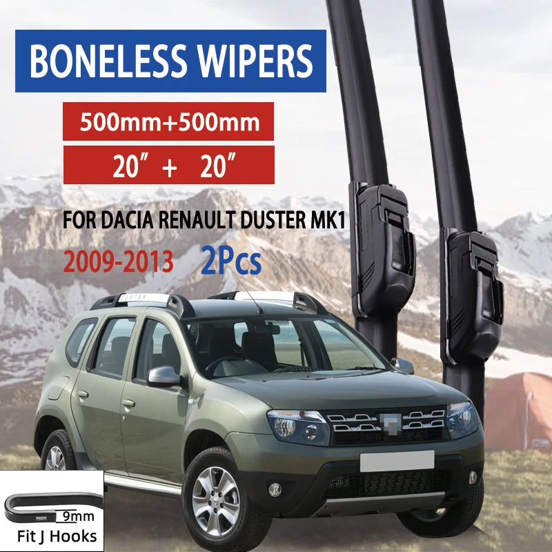 

For Dacia Renault Duster MK1 2009-2013 Car Windshield Wiper U-type Soft Rubber Frameless Bracketless Car Wipers 20"+20"