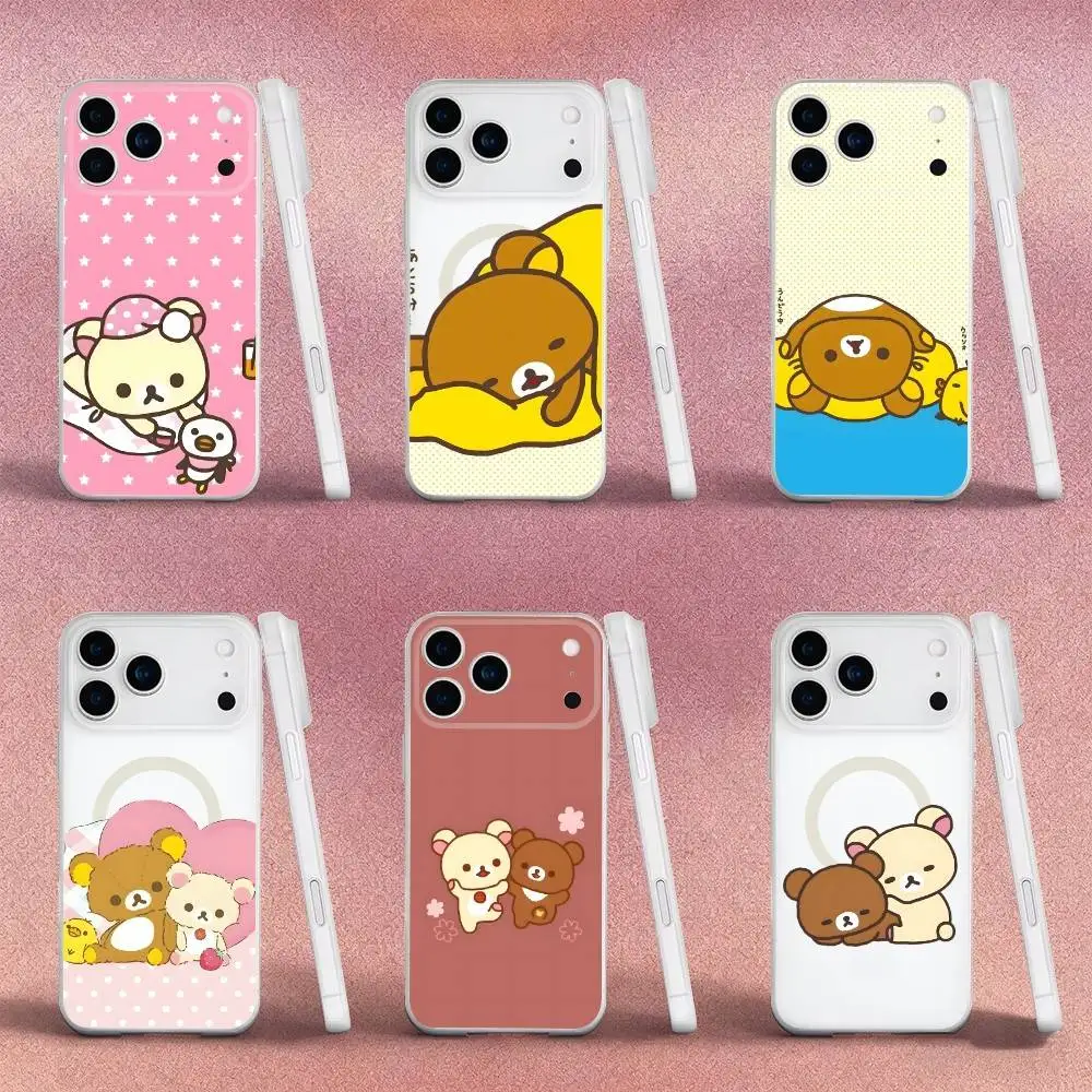 

Cute R-Rilakkuma Bear Phone Case For iPhone 17,16,15,14,13,12,X,XS,Pro,Max,Plus,E,Air,Mini with Magsafe Magnetic Frosted Clear