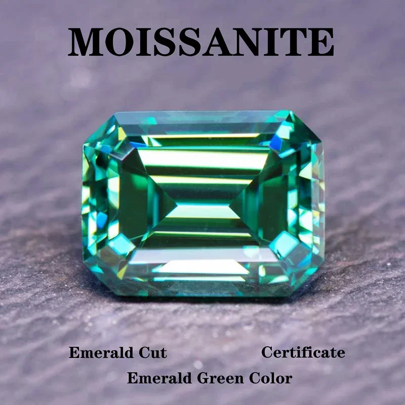 

Moissanite Stone Natural Green Emerald Color Cut DIY Charms Ring Necklace Earrings Main Materials with Certificate