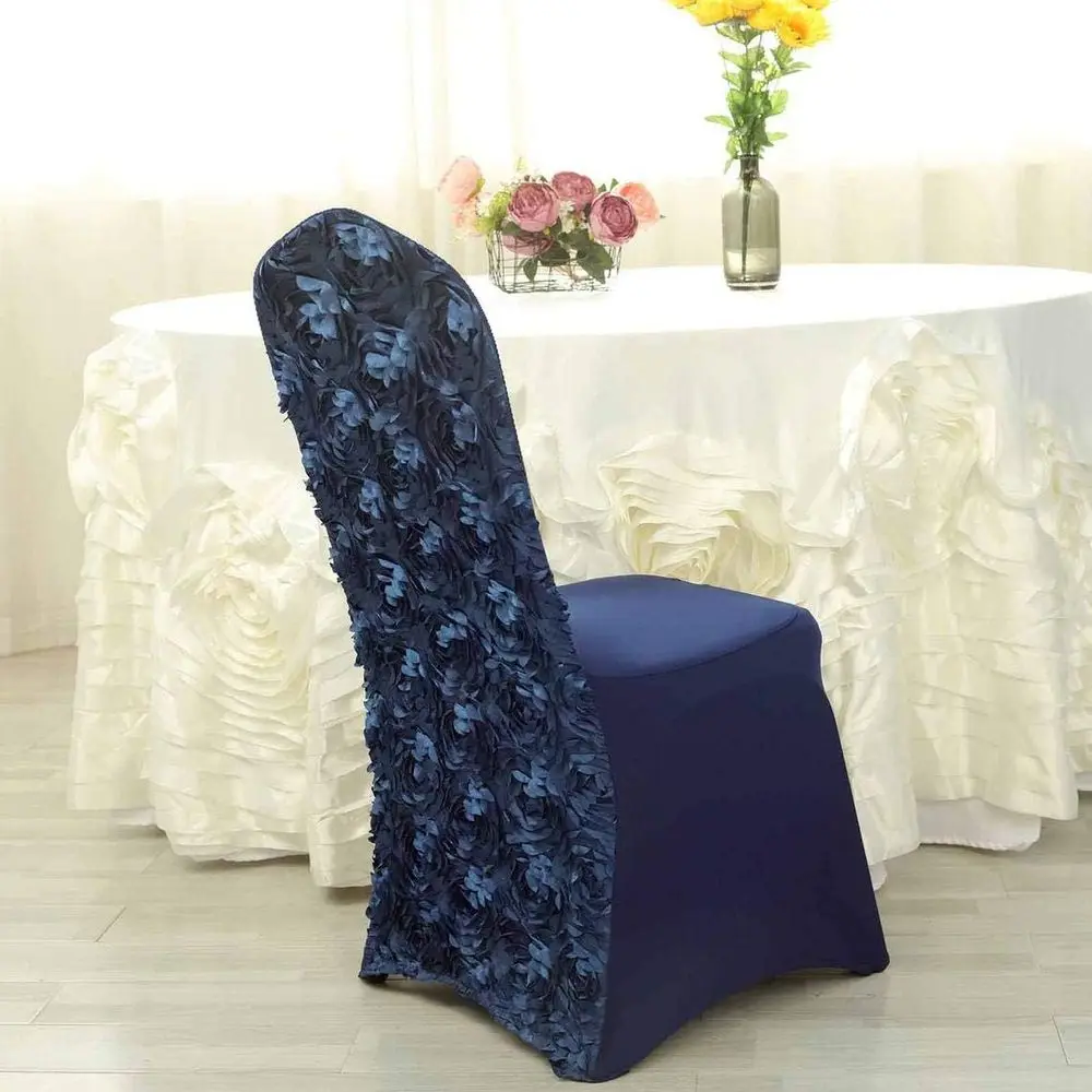 

Navy Washable Banquet Chair Covers, 50-Pack, Ideal for Hotel and Wedding Ceremonies