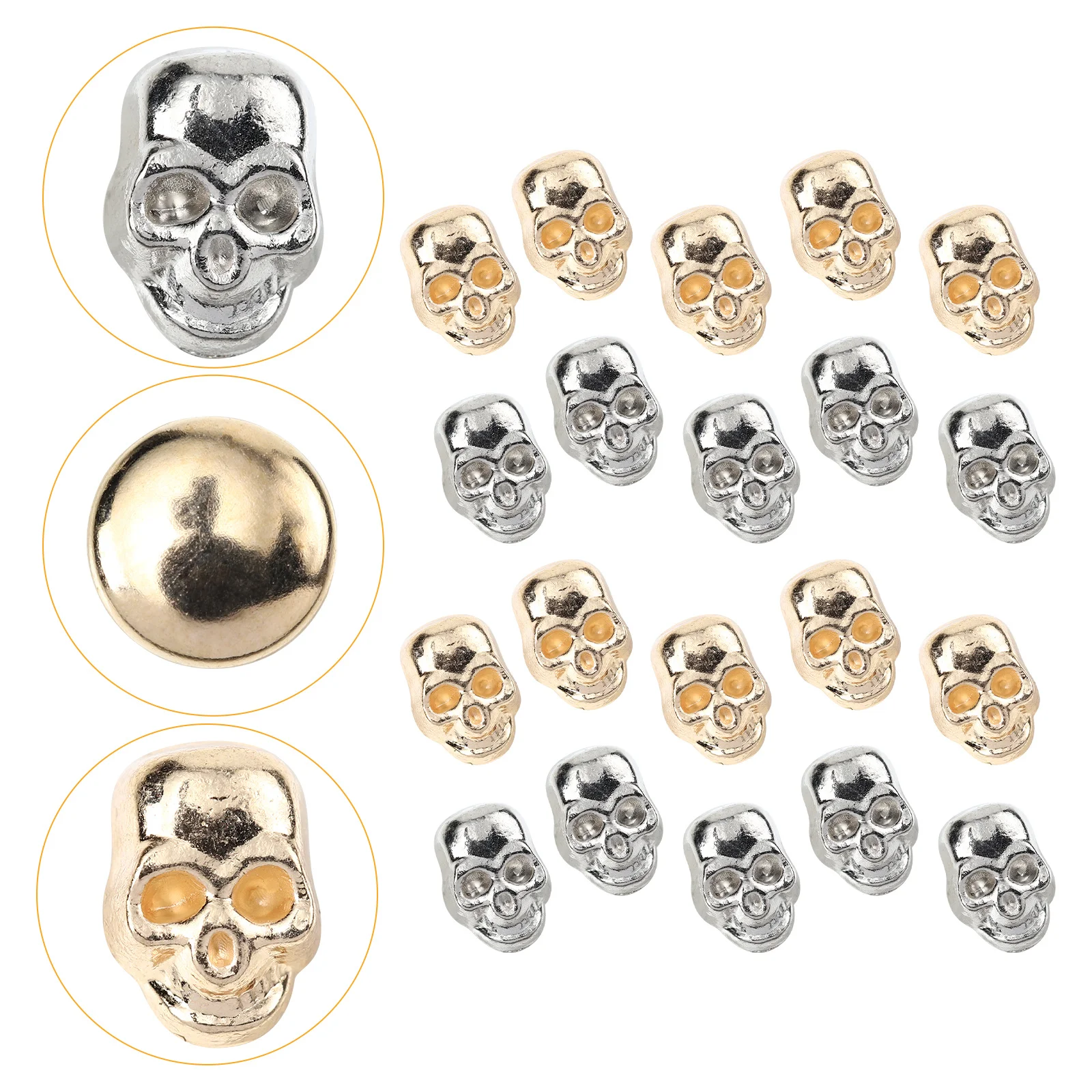 20Pcs Ghost Head Rivets Studs for Jackets Bags Shoes DIY Craft - Corrosion Resistant Fashion Metal Rivet