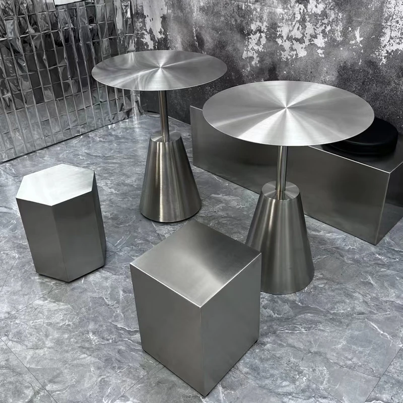 Przemysłowy, wysokiej jakości stół barowy, złoty, okrągły, wysoki stół ze stali nierdzewnej na imprezy, hotel