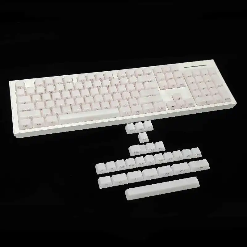 ABS material side engraving fog white light transmission 130 key small full set MX cross chrysanthemum mechanical keyboard keyca