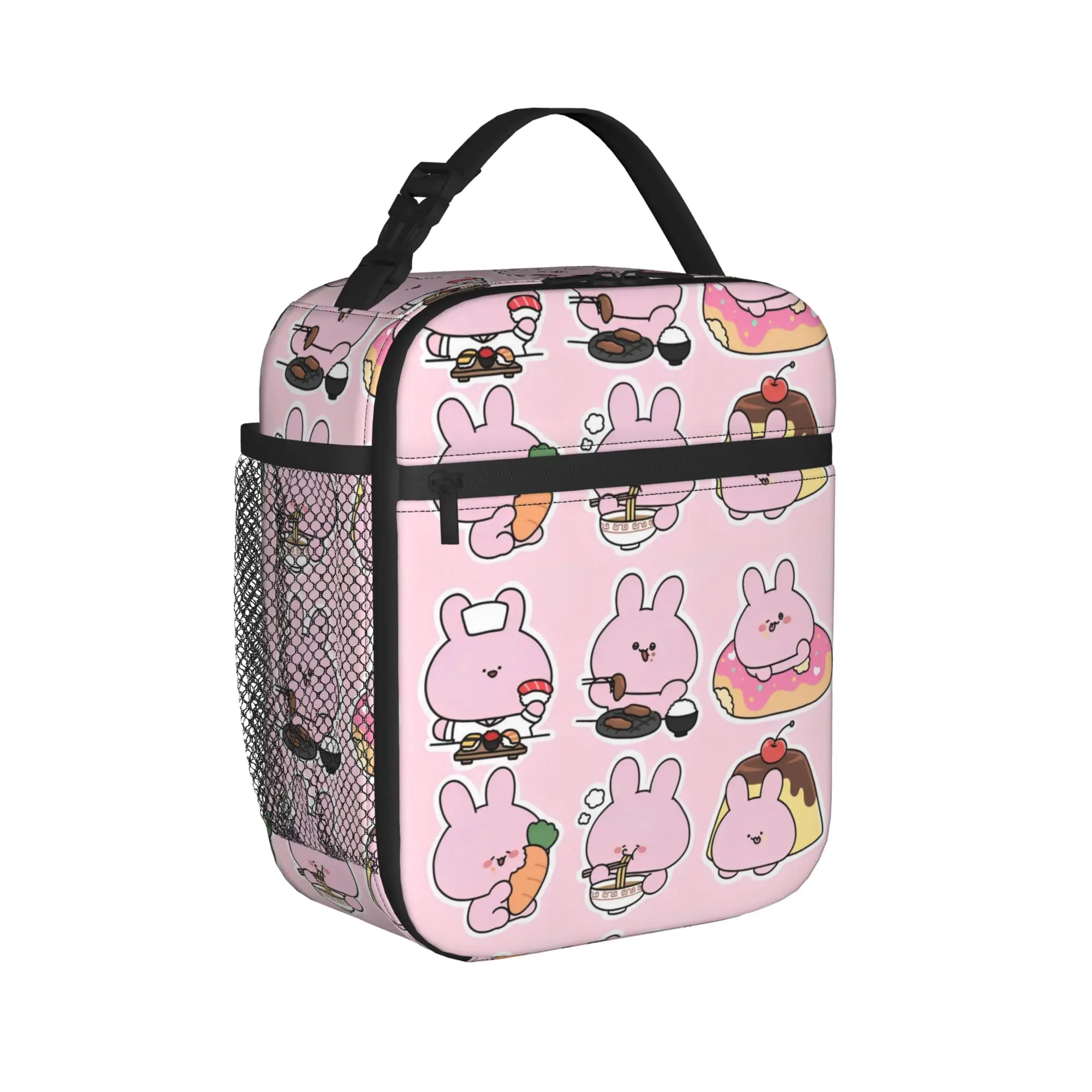 Asamimichaan Asleep Cartoon Insulated Lunch Bags High Capacity Cute Asamimi Meal Container Cooler Bag Tote Lunch Box Office