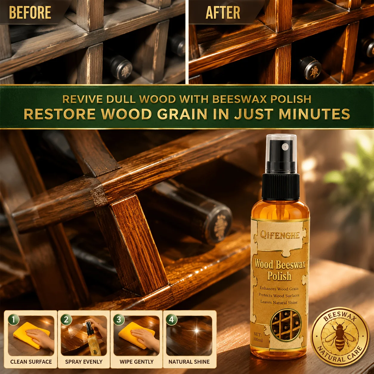Wood Beeswax Polish Furniture Wax Revive Dull Wood And Restore Natural Wood Grain in Just Minutes for Solid Wood Surfaces