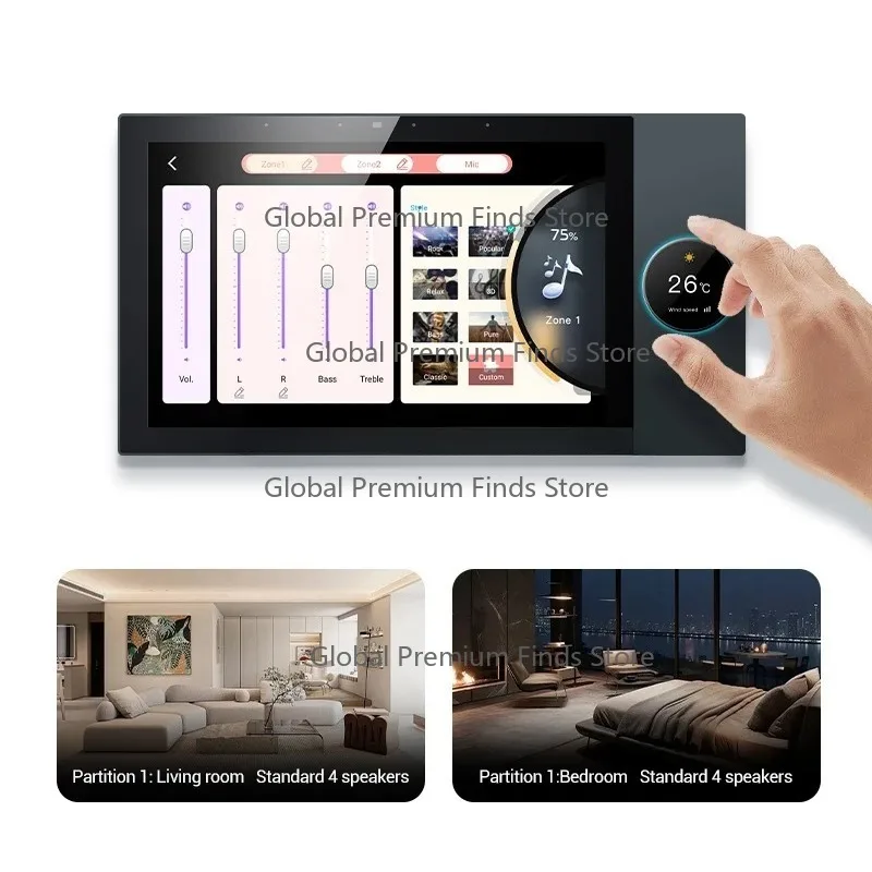 8-Channel Home Theater System 10-Inch Touch Screen Wall Power T-uya Zigb-ee 4G 32G USB Control Panel Wireless Music System