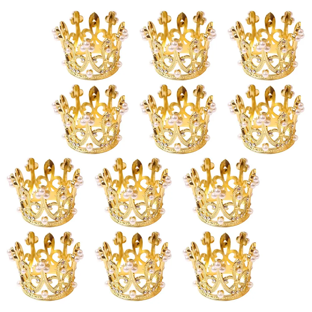 

12pcs Pearl Crown Napkin Rings Zinc Alloy Table Decor Metal Buckles For Wedding Valentine Party