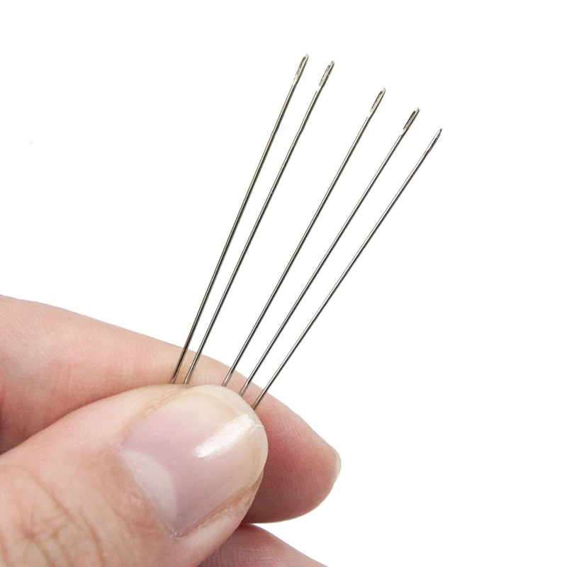 N7MD 25 Pieces/Set Big Eye Beaded Needles for Extra Fine Thin Beading Needles Long Straight Stitching Needles for Art Project