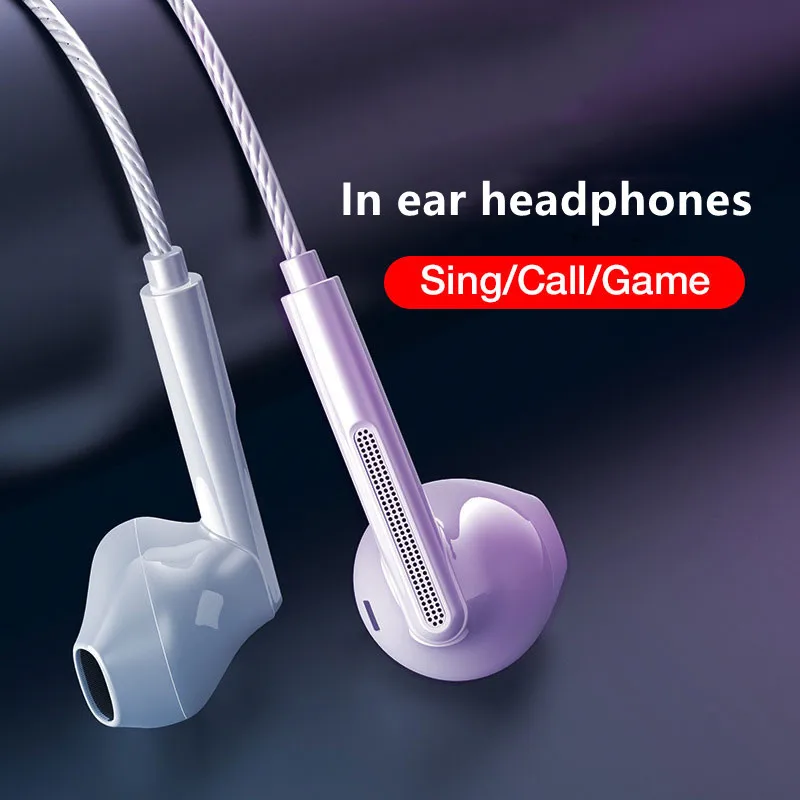 3.5mm interface wired earphones, subwoofer music earplugs sports game call In ear headphone