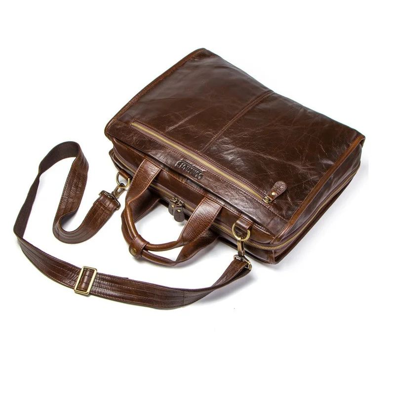 Pasta de Luxo dos homens de Negócios de Couro genuíno High-end Escritório Sacos de Ombro Único Mensageiro Tendência Crossbody Computador Bolsas