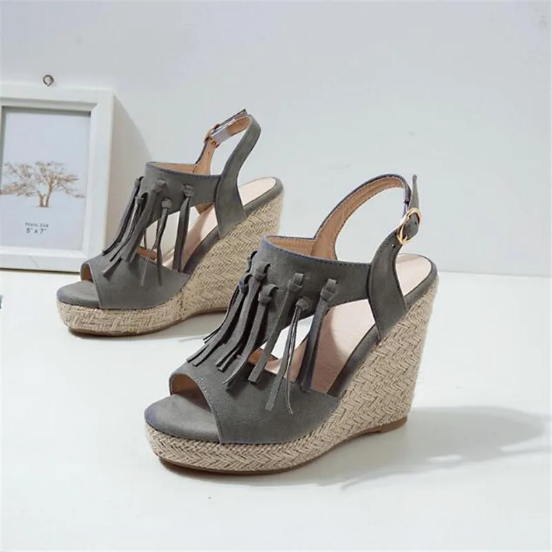 إمرأة عالية الكعب صندل منصة سميكة القاع حذاء كاجوال السيدات الصيف أسافين الصنادل موضة شرابات أحذية امرأة حجم 34-46
