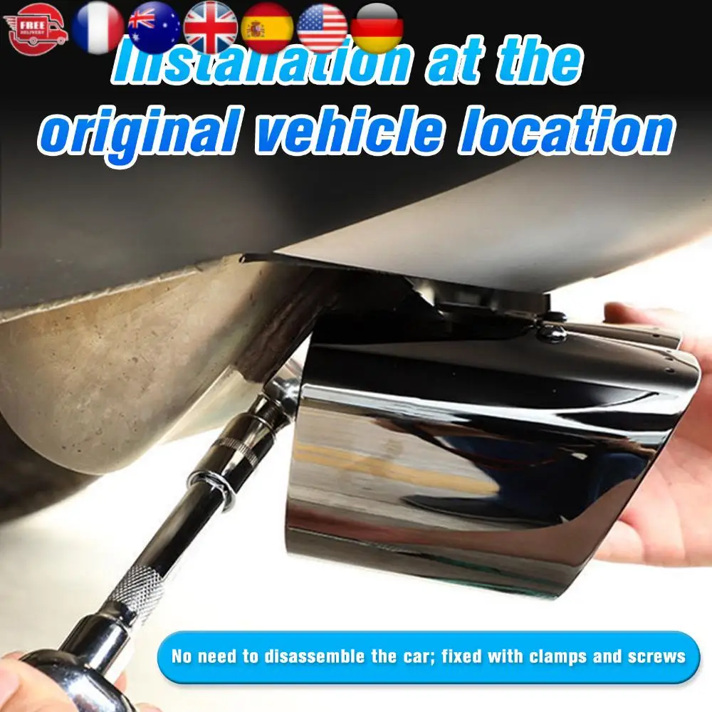 

Exhaust Pipe Trim Kit Stainless Steel with Decoration Guard Board Fits for LR Defender 90 110 130 20-25