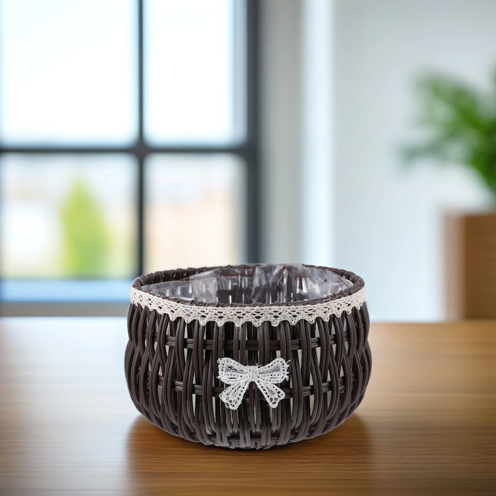 

Woven Flower Basket Natural Handwoven Decorative Planter Indoor Outdoor Flowerpot Basket Storage Organizer for Plants