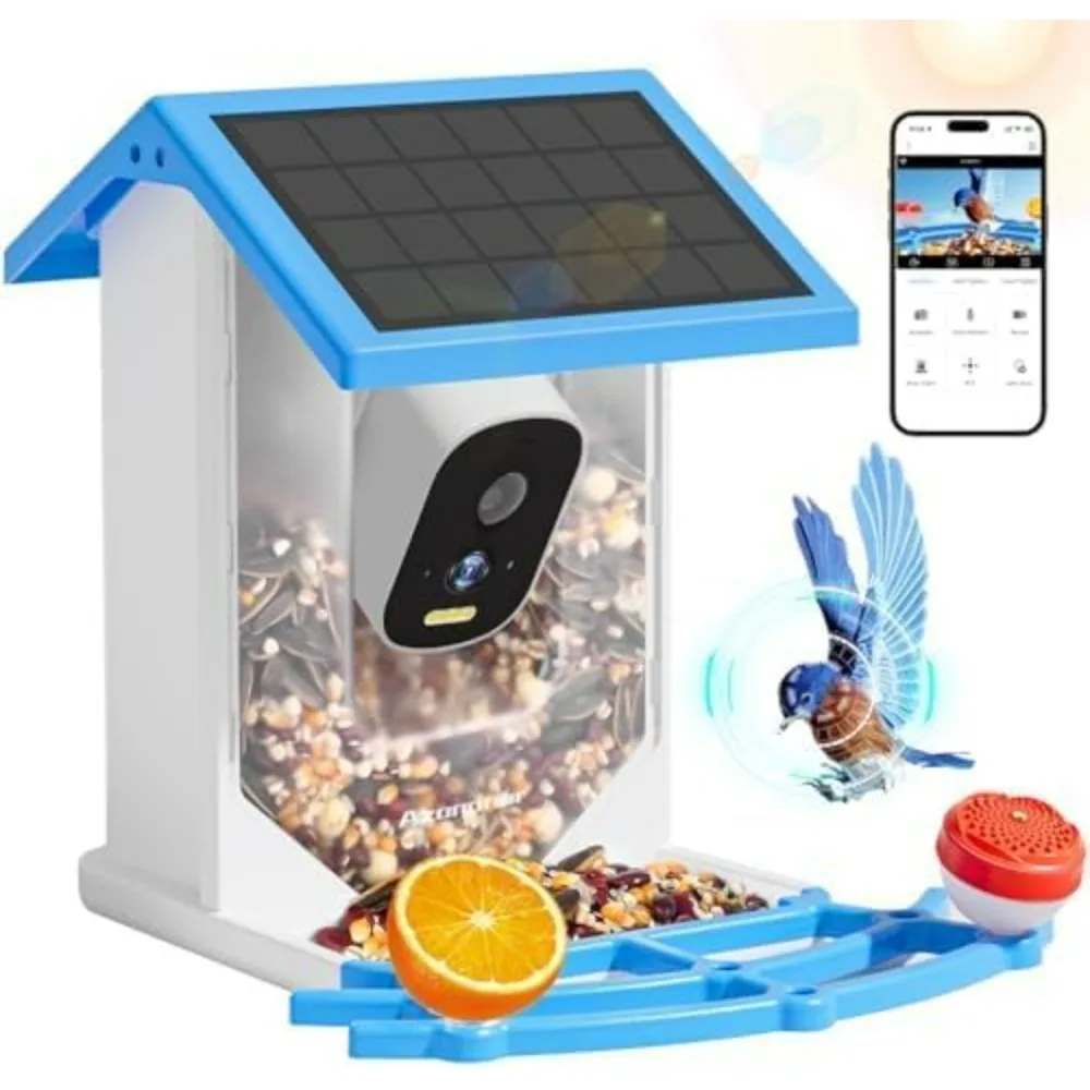 Smart Bird Feeder with Camera,4K HD AI Identify Camera, Birds House with Cam, Solar Birds Feeder Auto Capture Bird