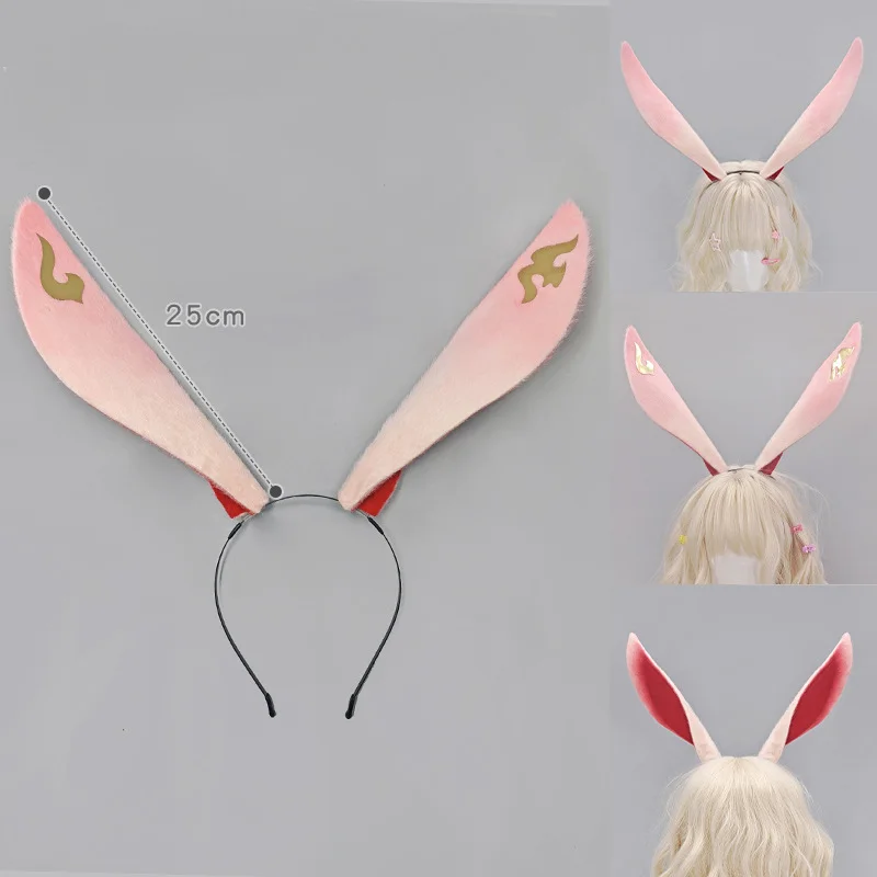 Pink Plush Rabbit Ears Headband Honkai: Star Rail Yae Sakura Fox Ear Headwear Evanescia Headpiece Game Halloween Party Accessory