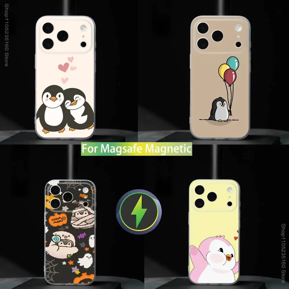 

Cute Penguin Kawaii Cartoon Phone Case For iPhone 17,16,15,14,13,12,11,Pro,Max,Plus,Mini,SE4,E Magnetic For Magsafe Wireless