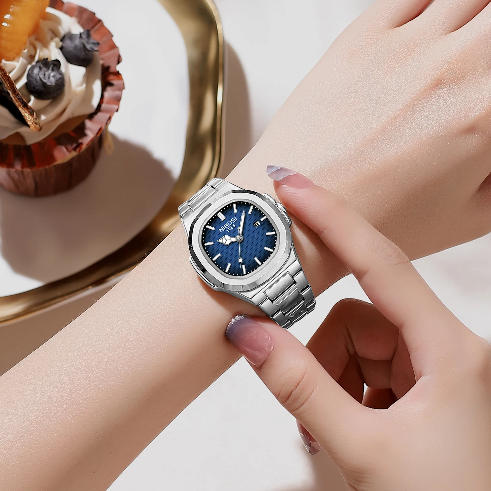 Reloj NIBOSI de lujo para mujer, reloj de cuarzo de acero inoxidable resistente al agua para mujer, relojes de mujer de alta calidad, reloj femenino elegante