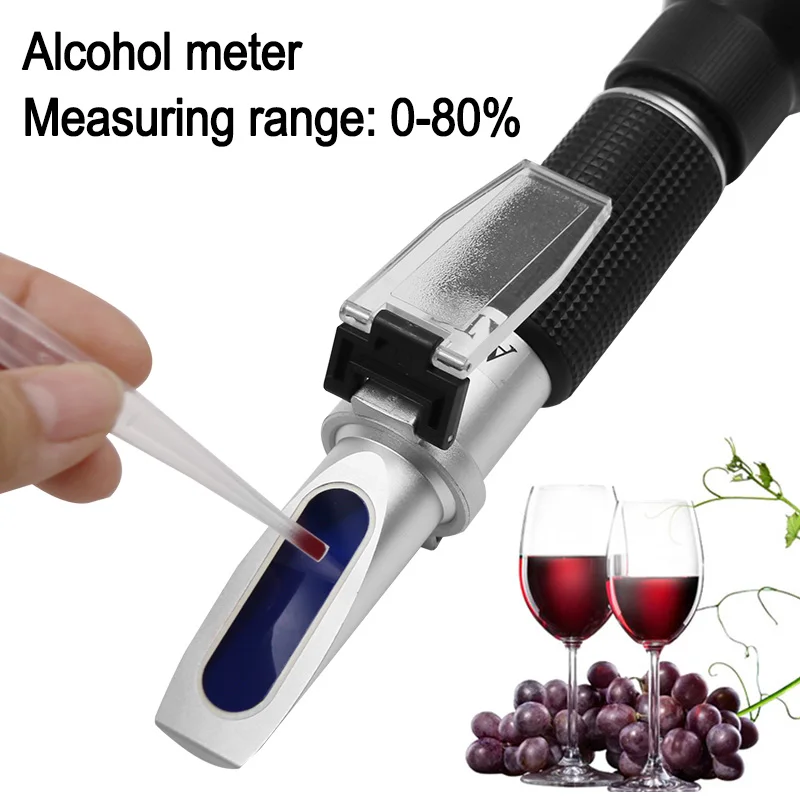 ATC 0-80%  Alcohol Refractometer Portable Alcohol Tester Adjustable Manual Focus Aluminum