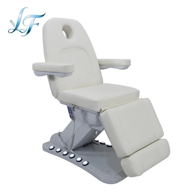 Beauty Salon Furniture White 3 Motors Electric Facial Cosmetic Eyelash Treatment Therapy Spa Massage Table and Bed