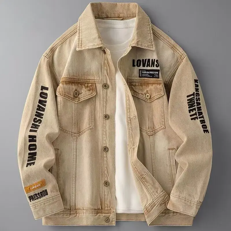 

Autumn Winter High-end Denim Coat Men's Brand Retro Loose Jacket Youth Fashion Handsome Embroidered Korean Style Clothes Jacket