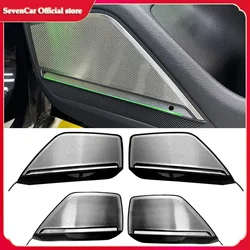 Car Door Horn Trim Panel Decorative Lamp Interior Ambient Lights 30 Colours LED Metal Speaker Cover For Audi A6 A7 C8 2019-2023