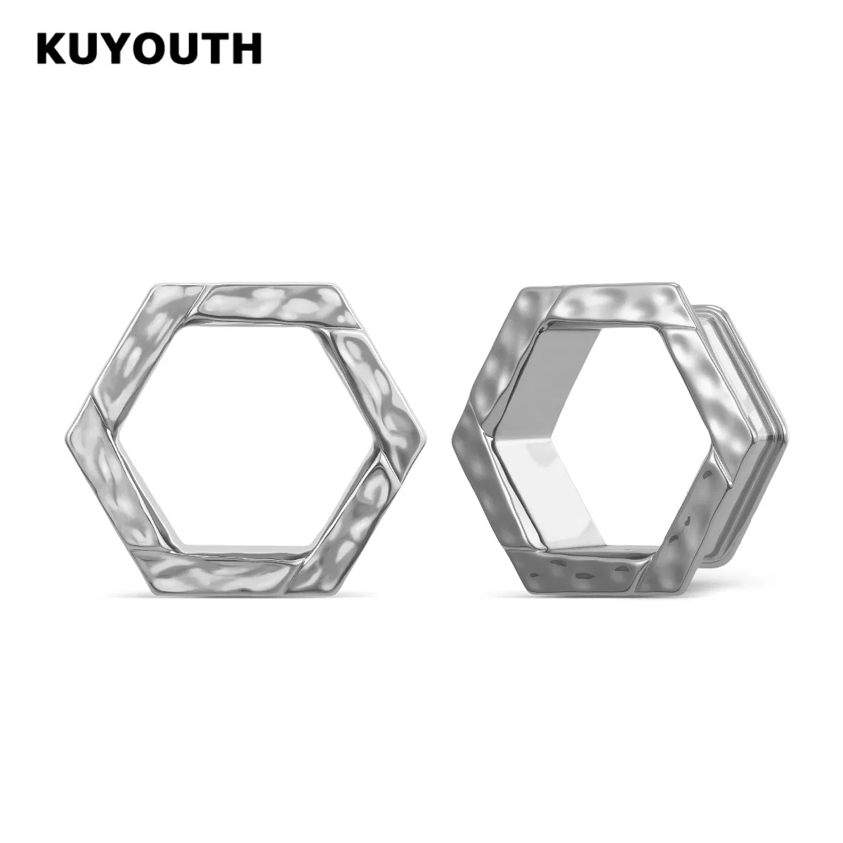 KUYOUTH Hexagon Ear Tunnel Trendy Gauge Stretcher Copper Durable Punk Body Piercing Expander Plug Jewelry